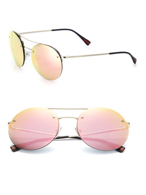 prada round pink sunglasses|rimless Prada sunglasses.